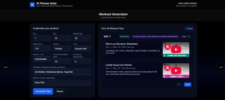 AI-powered Gym Website screenshot